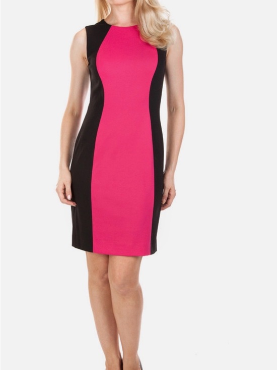Tahari Dresses & Skirts - Tahari Fuchsia & Black Sheath Dress - Classic Colorblock Size 8